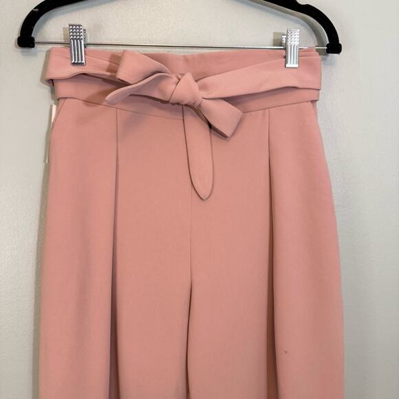 Aritzia Wilfred Feuille Pants Womens 7 Roebuck Pink Straight Leg Belted Pleated - Picture 3 of 11
